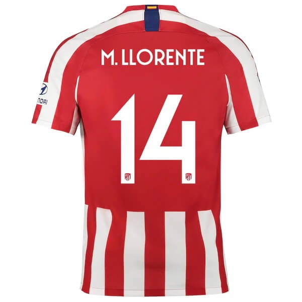 Tailandia Camiseta Atlético de Madrid NO.14 M.Llorente 2019 2020 Rojo